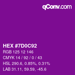 颜色代码: HEX #7D0C92 | qconv.com