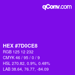 カラーコード: HEX #7D0CE8 | qconv.com