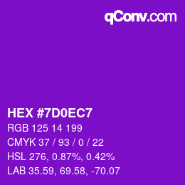 カラーコード: HEX #7D0EC7 | qconv.com