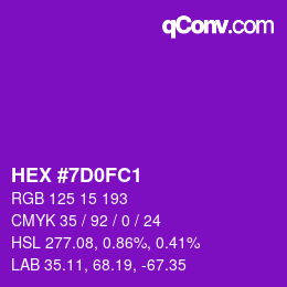 Color code: HEX #7D0FC1 | qconv.com