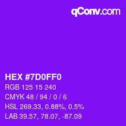 颜色代码: HEX #7D0FF0 | qconv.com