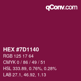 カラーコード: HEX #7D1140 | qconv.com