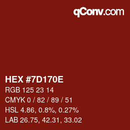 Color code: HEX #7D170E | qconv.com