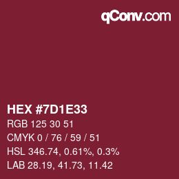 Color code: HEX #7D1E33 | qconv.com