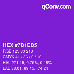 カラーコード: HEX #7D1ED5 | qconv.com