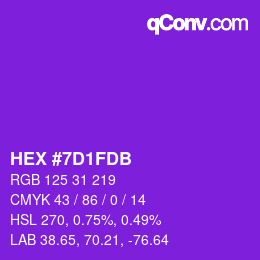 颜色代码: HEX #7D1FDB | qconv.com