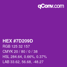 Color code: HEX #7D209D | qconv.com