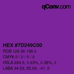 Farbcode: HEX #7D249C00 | qconv.com