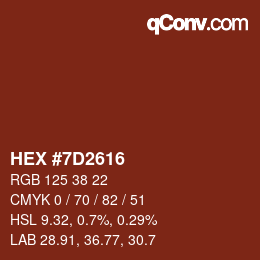 Color code: HEX #7D2616 | qconv.com