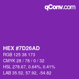 颜色代码: HEX #7D26AD | qconv.com