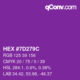 Farbcode: HEX #7D279C | qconv.com
