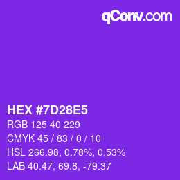 Color code: HEX #7D28E5 | qconv.com