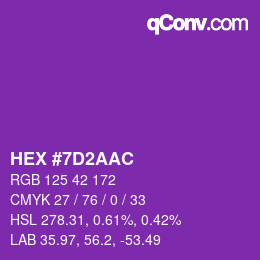Farbcode: HEX #7D2AAC | qconv.com
