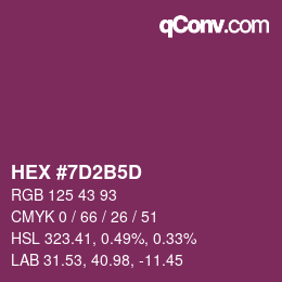颜色代码: HEX #7D2B5D | qconv.com