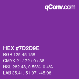 Color code: HEX #7D2D9E | qconv.com