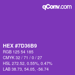 颜色代码: HEX #7D36B9 | qconv.com