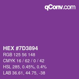 颜色代码: HEX #7D3894 | qconv.com