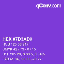Color code: HEX #7D3AD9 | qconv.com