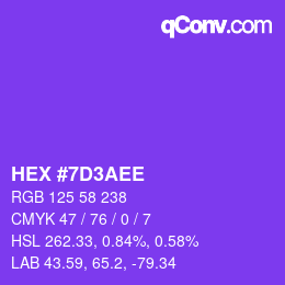 颜色代码: HEX #7D3AEE | qconv.com