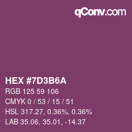 Color code: HEX #7D3B6A | qconv.com