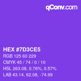Color code: HEX #7D3CE5 | qconv.com