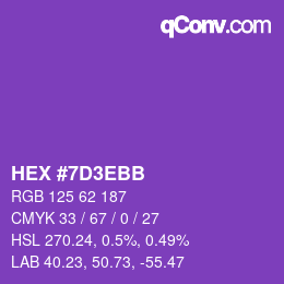 Color code: HEX #7D3EBB | qconv.com