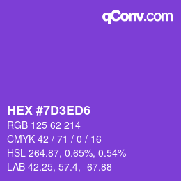 Color code: HEX #7D3ED6 | qconv.com