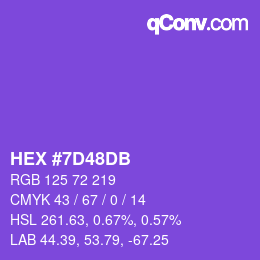 颜色代码: HEX #7D48DB | qconv.com
