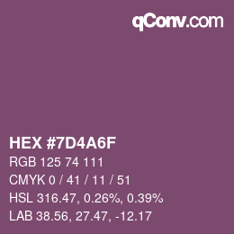 颜色代码: HEX #7D4A6F | qconv.com
