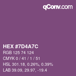 Code couleur: HEX #7D4A7C | qconv.com