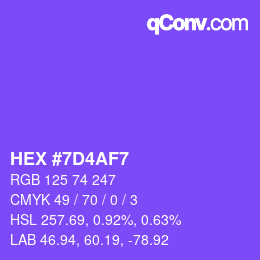 Color code: HEX #7D4AF7 | qconv.com