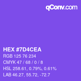カラーコード: HEX #7D4CEA | qconv.com