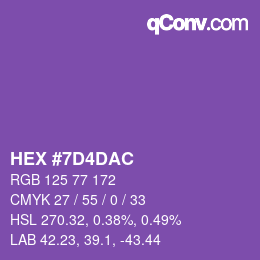 颜色代码: HEX #7D4DAC | qconv.com