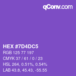 Color code: HEX #7D4DC5 | qconv.com