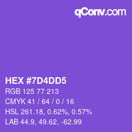 颜色代码: HEX #7D4DD5 | qconv.com