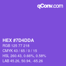 カラーコード: HEX #7D4DDA | qconv.com