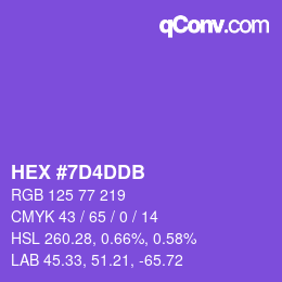 颜色代码: HEX #7D4DDB | qconv.com