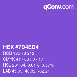 颜色代码: HEX #7D4ED4 | qconv.com