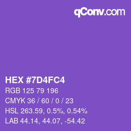 Color code: HEX #7D4FC4 | qconv.com