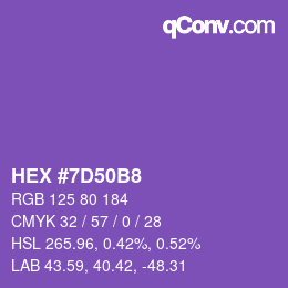 カラーコード: HEX #7D50B8 | qconv.com