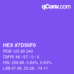 Color code: HEX #7D50F0 | qconv.com