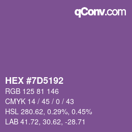 Color code: HEX #7D5192 | qconv.com