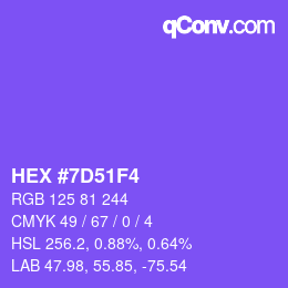 Color code: HEX #7D51F4 | qconv.com