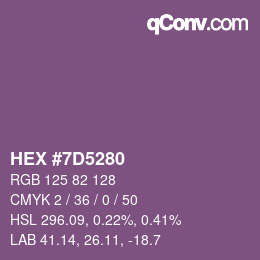 颜色代码: HEX #7D5280 | qconv.com