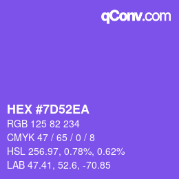 颜色代码: HEX #7D52EA | qconv.com