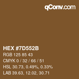Farbcode: HEX #7D552B | qconv.com