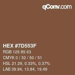 Color code: HEX #7D553F | qconv.com