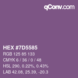 颜色代码: HEX #7D5585 | qconv.com