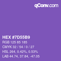 Farbcode: HEX #7D55B9 | qconv.com