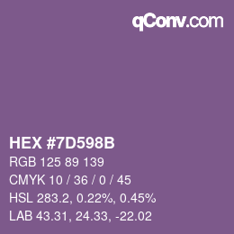Color code: HEX #7D598B | qconv.com